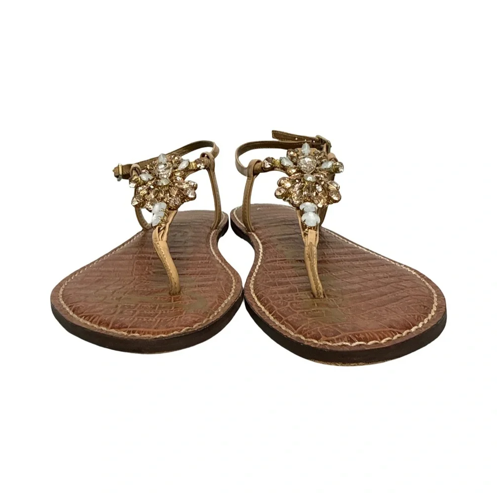 Sam Edelman “Grayson” Jeweled Rhinestones Flat Thong Gladiator Sandals 10.5 - Picture 6 of 13
